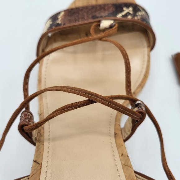 White House Black Market GINGER Wedge Ankle Wrap Strap Sandal SZ 8 - Picture 13 of 14